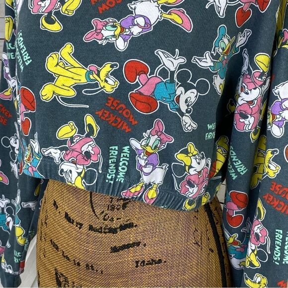 Disney Mickey Mouse And Friends Crop Sweatshirt Gray Multi Medium - Picture 7 of 12
